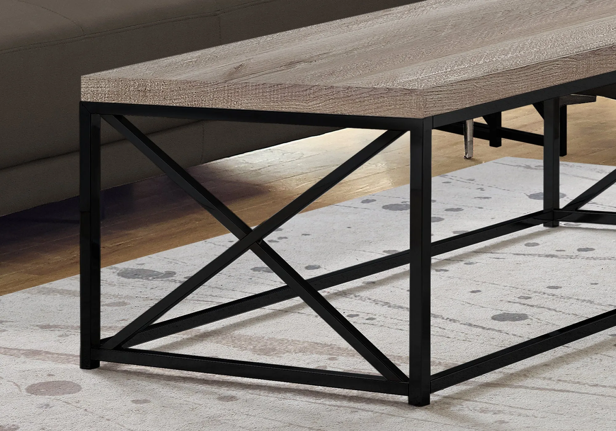 22" X 44" X 17" Taupe  Black  Particle Board  Metal  Coffee Table By Homeroots