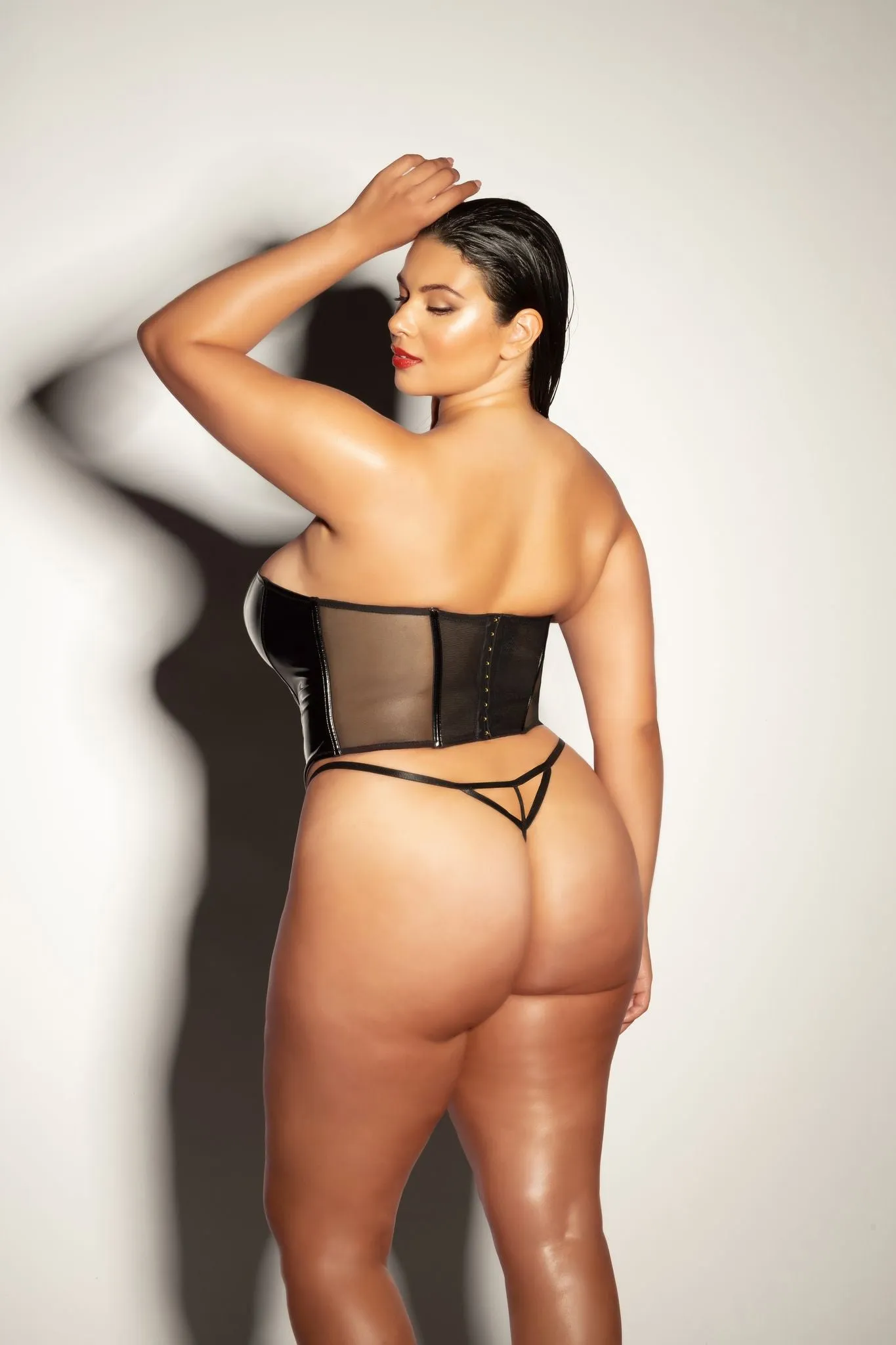 All Slicked Up! Plus Size Wet Look Bustier