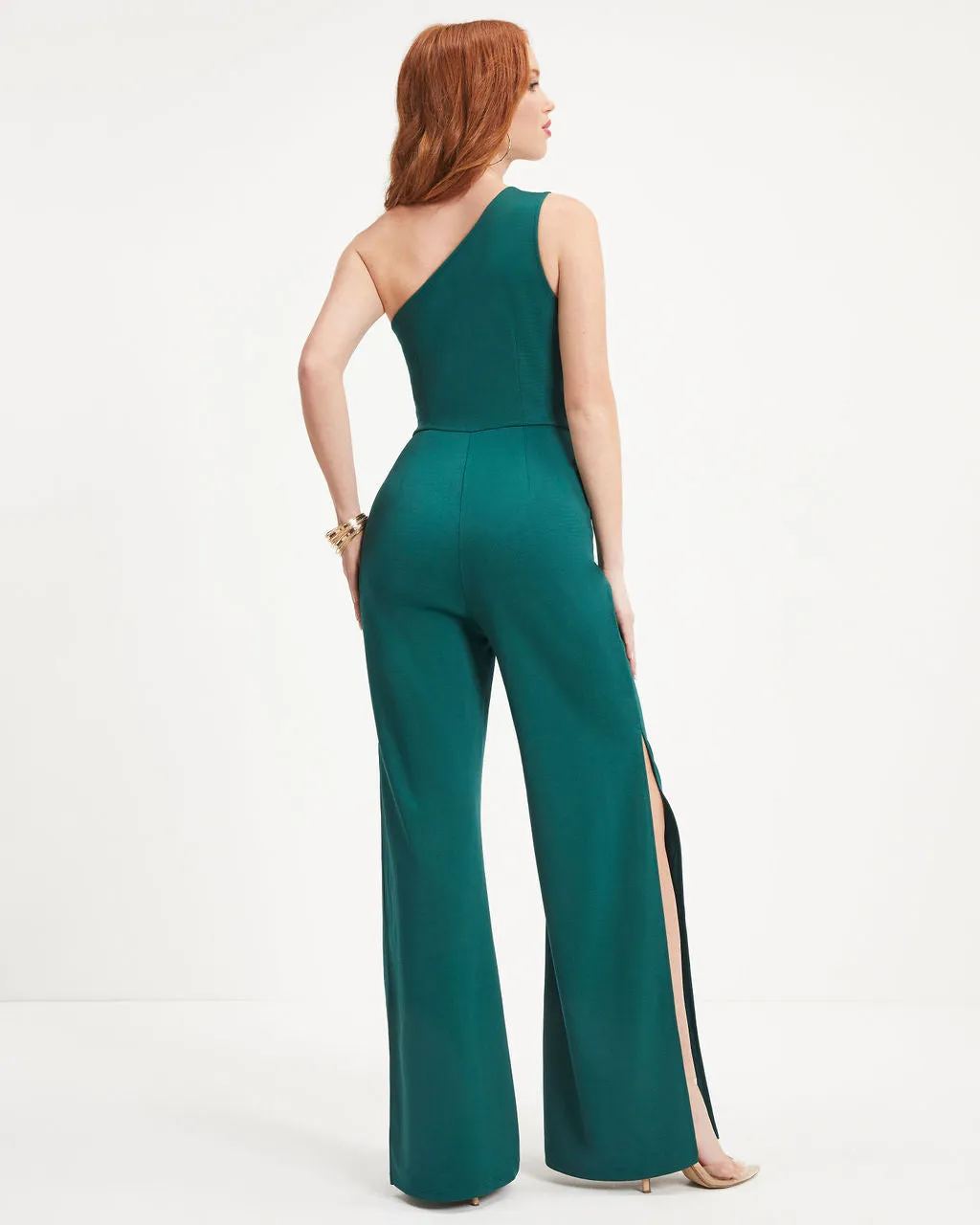 Always On The List One Shoulder Front Tie Slit Jumpsuit