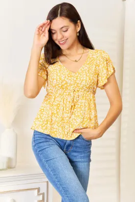 *APP EXCLUSIVE* Floral Petal Sleeve Babydoll Top
