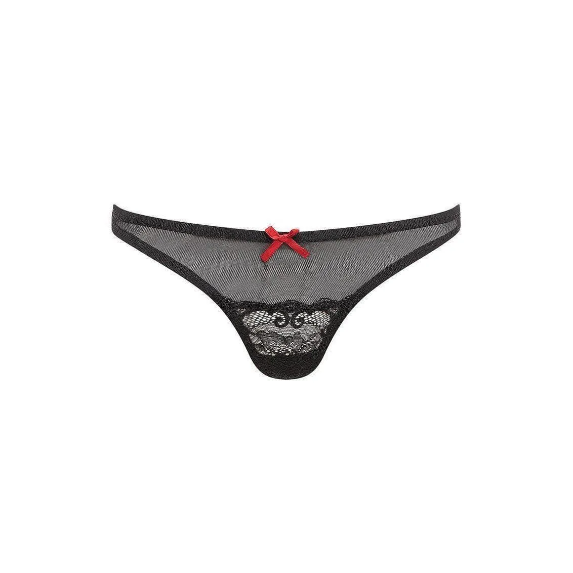 Barely Bare Mesh and Lace Panty Black One Size