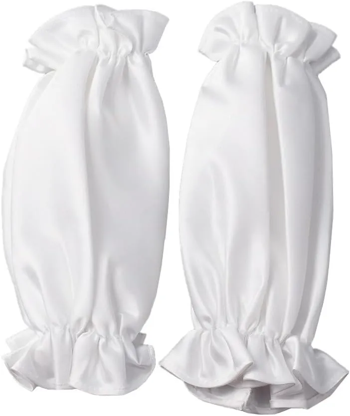 BENECREAT 1 Pair Removable Puff Sleeves for Wedding Dress, 28.5cm Long Ivory Spandex Cuff Silky for Wedding, Opera, Banquets and Party, 8mm Thick