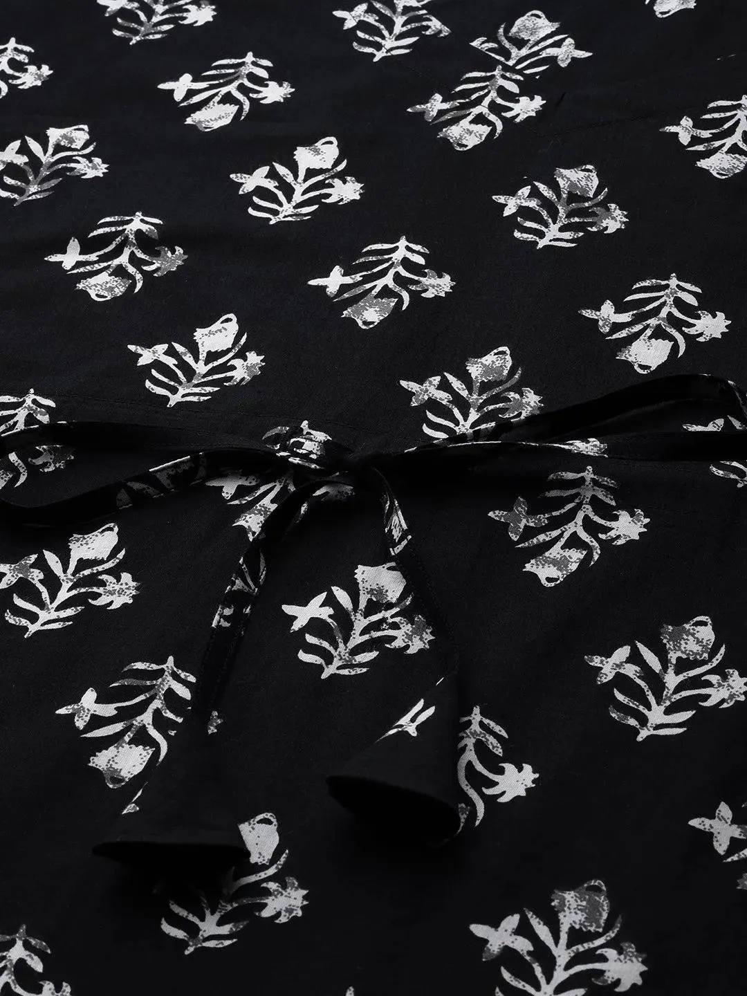Black Printed Cotton Nightdress