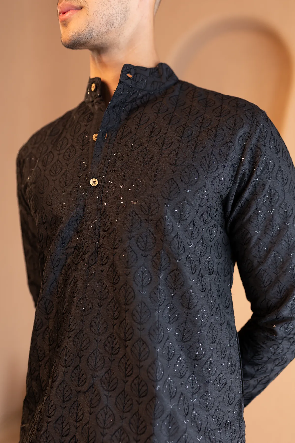 Black Sequined full sleeves Long Kurta | Style Matters