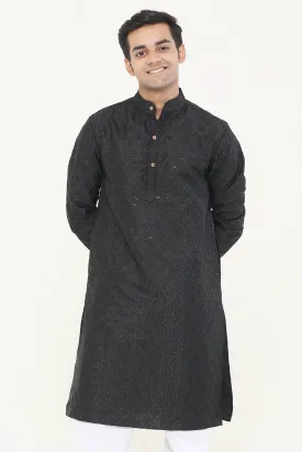 Black Sequined full sleeves Long Kurta | Style Matters