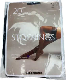 Calzedonia Nero Stockings Everyday Sheer Suspenders 20 Denier Appearance M/L