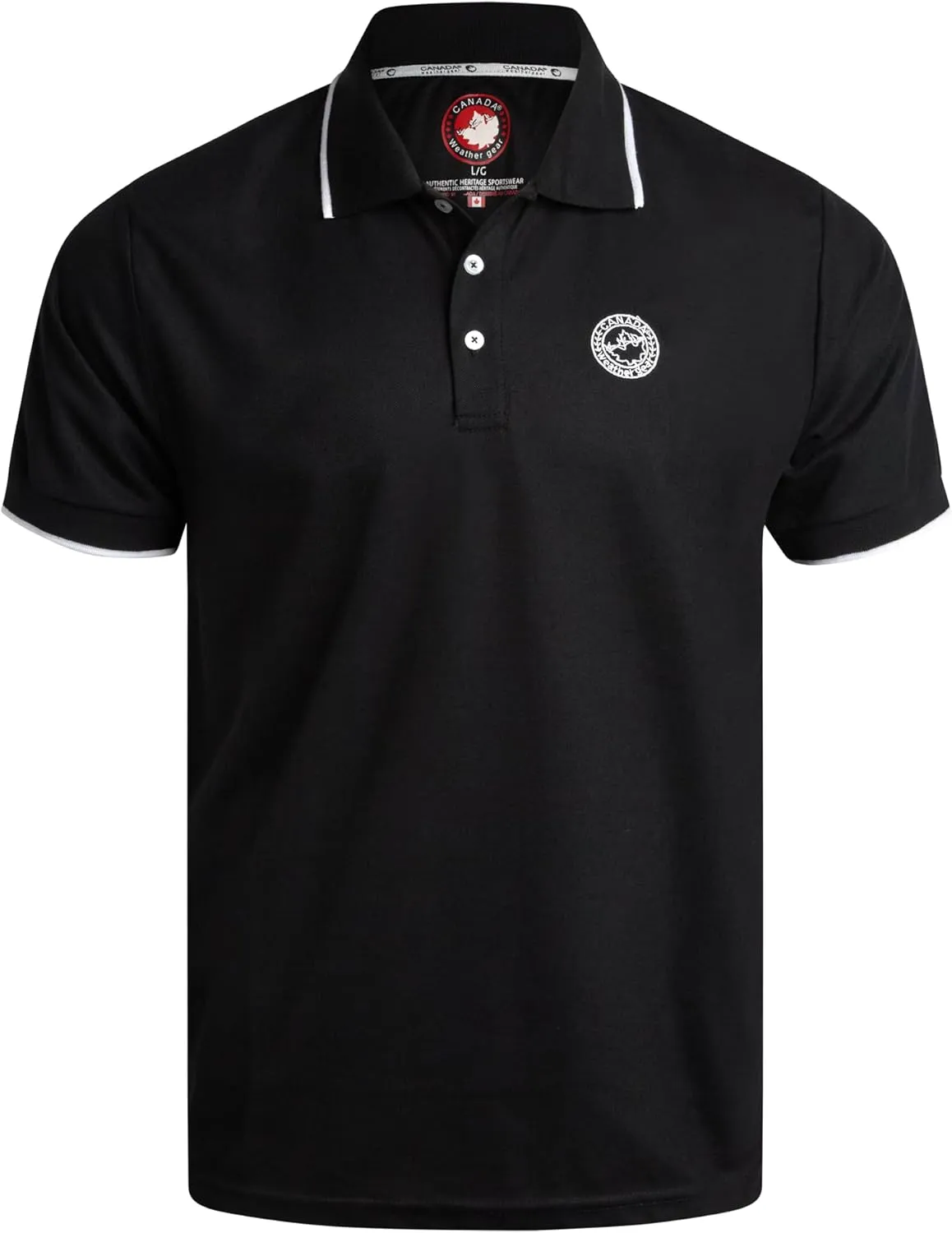 CANADA WEATHER GEAR Men's Polo Shirt - Tipped Spandex Short Sleeve Performance Polo with Contrast Collar Trim (Sizes: S-XXL)
