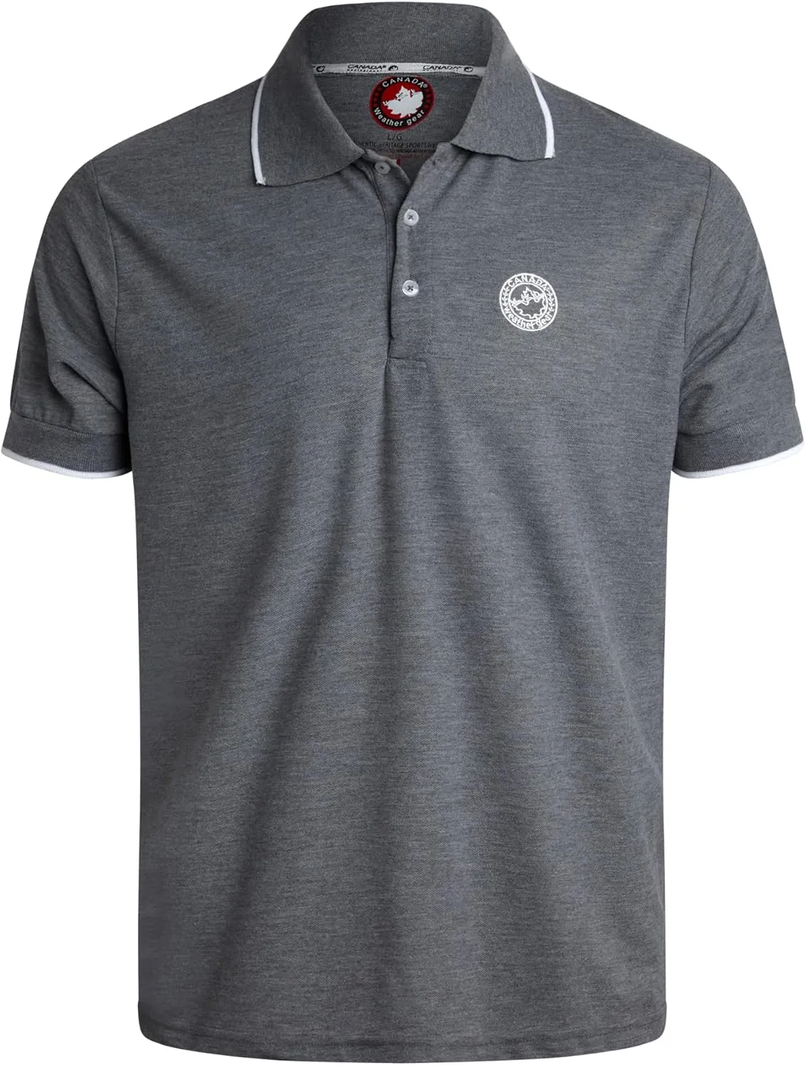 CANADA WEATHER GEAR Men's Polo Shirt - Tipped Spandex Short Sleeve Performance Polo with Contrast Collar Trim (Sizes: S-XXL)