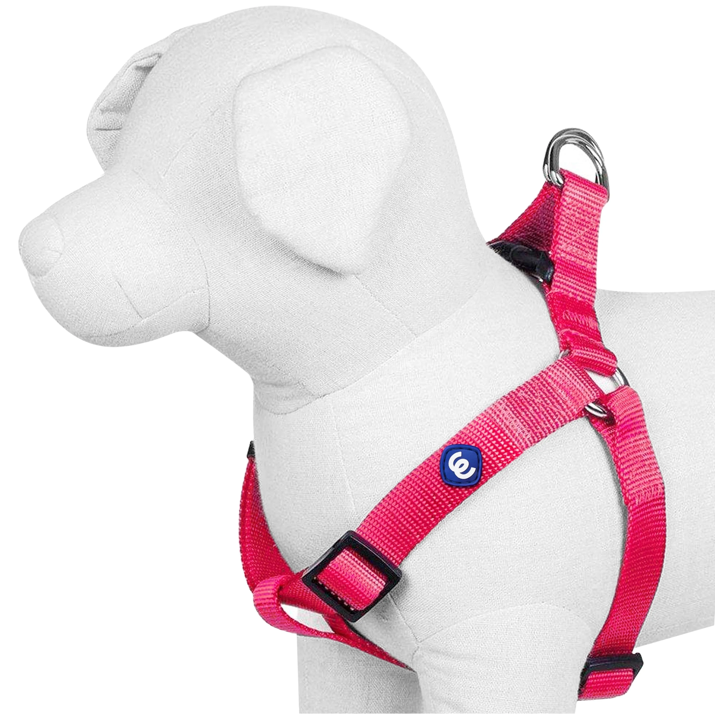 Classic Solid Color Adjustable Dog Harness, Pink/Red