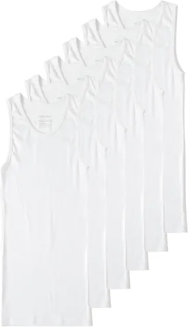Comfneat Men's 6-Pack A-Shirts Tight Fit Tank Tops Cotton Spandex Undershirts