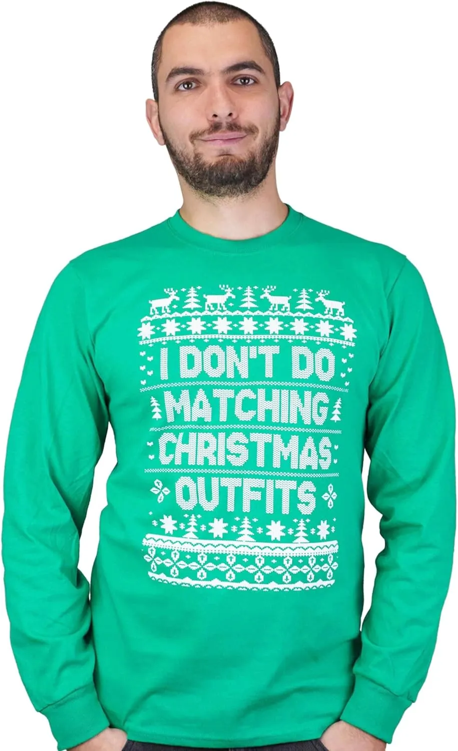 Couple Green Red Matching Outfits Christmas Ugly Sweater Party Long Sleeve t-Shirts