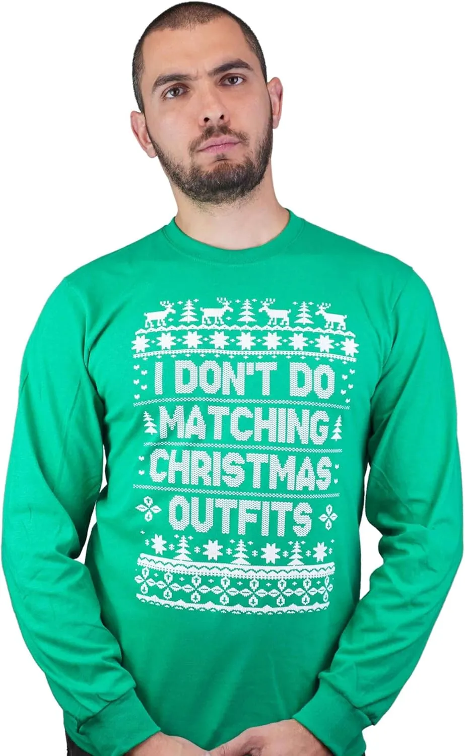 Couple Green Red Matching Outfits Christmas Ugly Sweater Party Long Sleeve t-Shirts