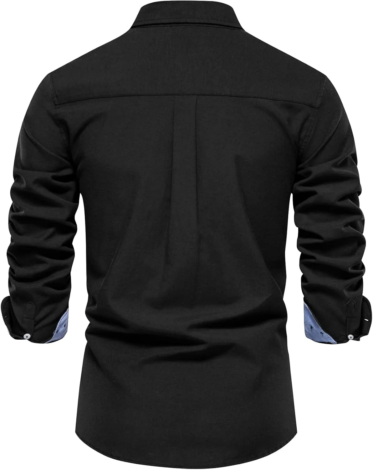 COZYPOIN Mens Dress Shirts Long Sleeve Wrinkle Free Regular Fit Inner Contrast Casual Business Wedding Button Down Shirt