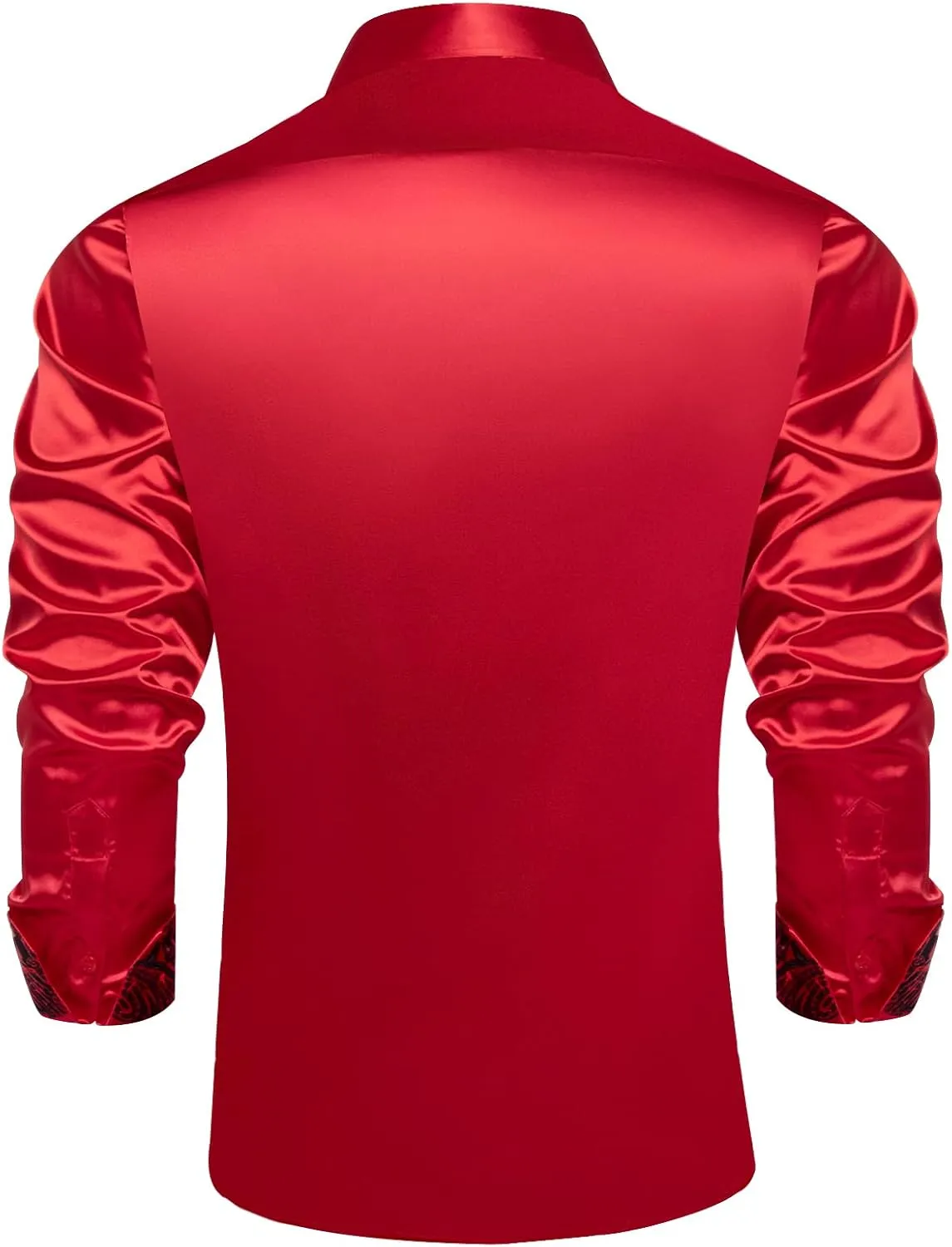DiBanGu Satin Shirt and Tie Sets for Men Dress Shirts Long Sleeve Inner Contrast Men's Casual Button-Down Shirts S-3XL