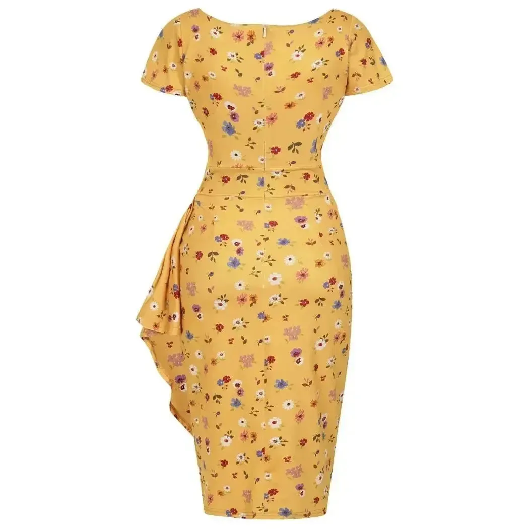 Elsie Dress - Mustard Bloom