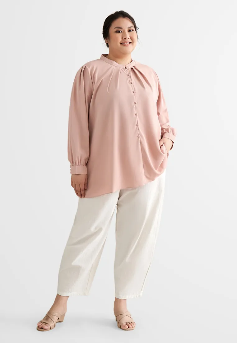 Elvina Elegant High Neck Button Blouse