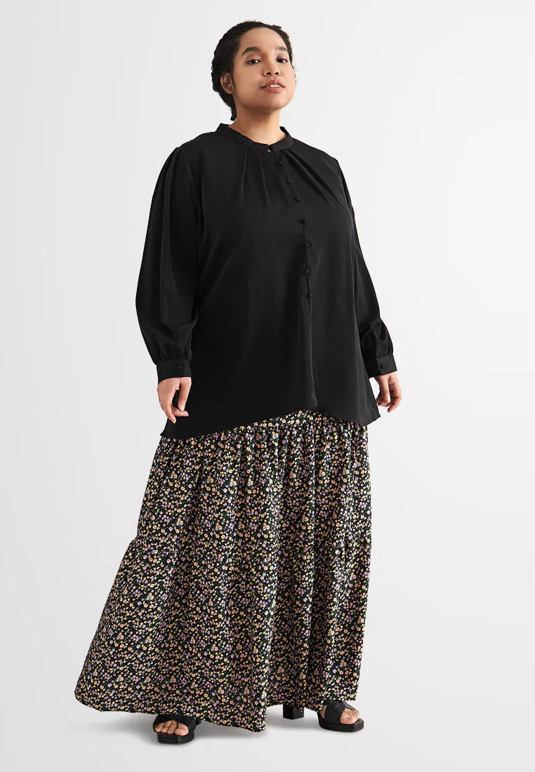 Elvina Elegant High Neck Button Blouse