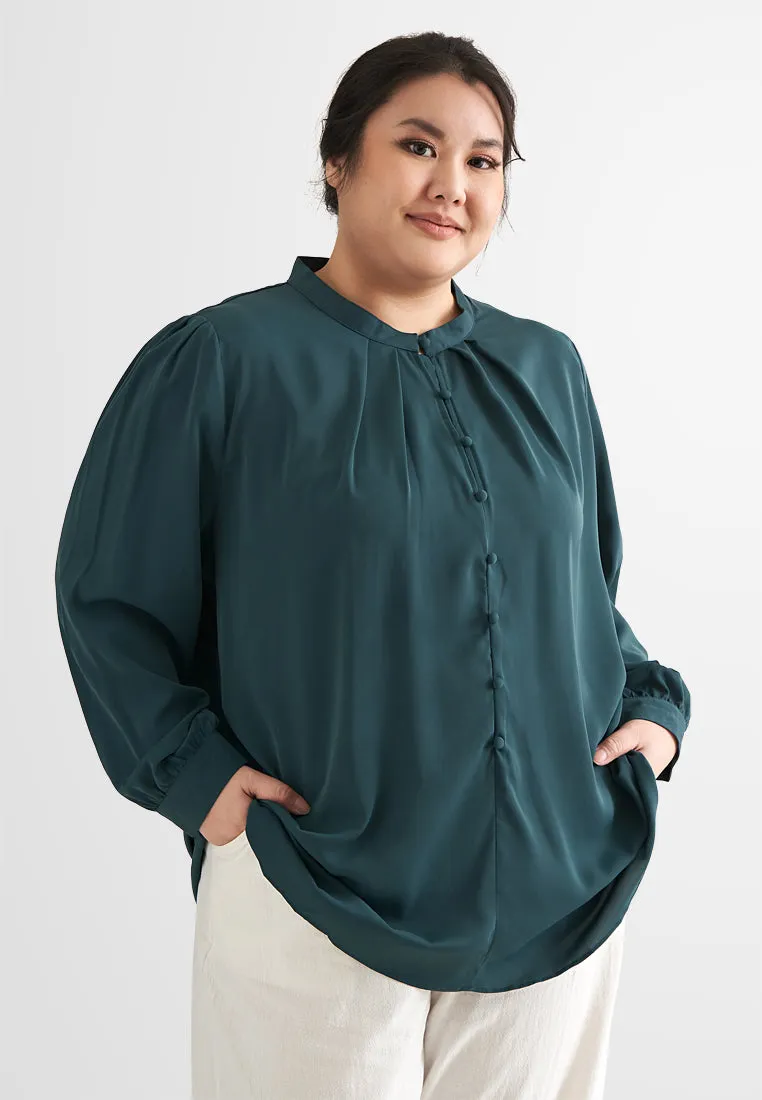 Elvina Elegant High Neck Button Blouse