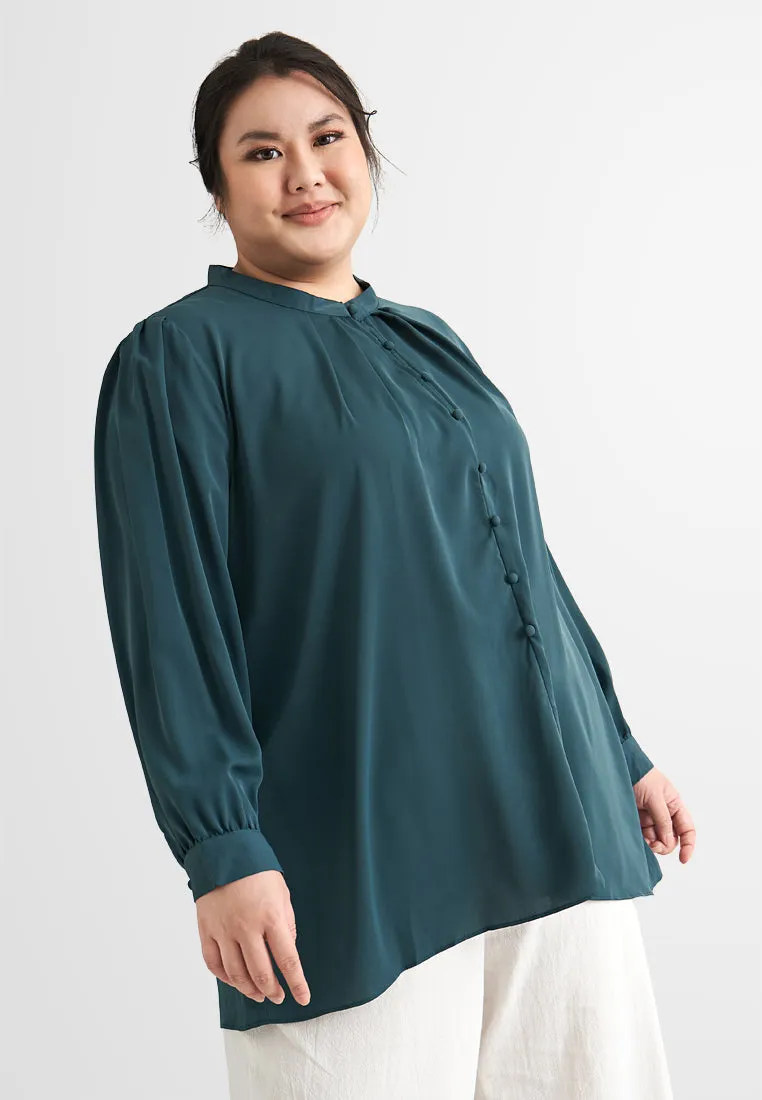Elvina Elegant High Neck Button Blouse