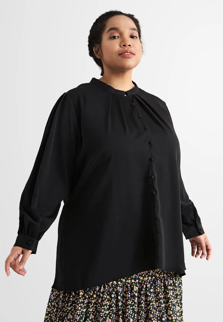 Elvina Elegant High Neck Button Blouse