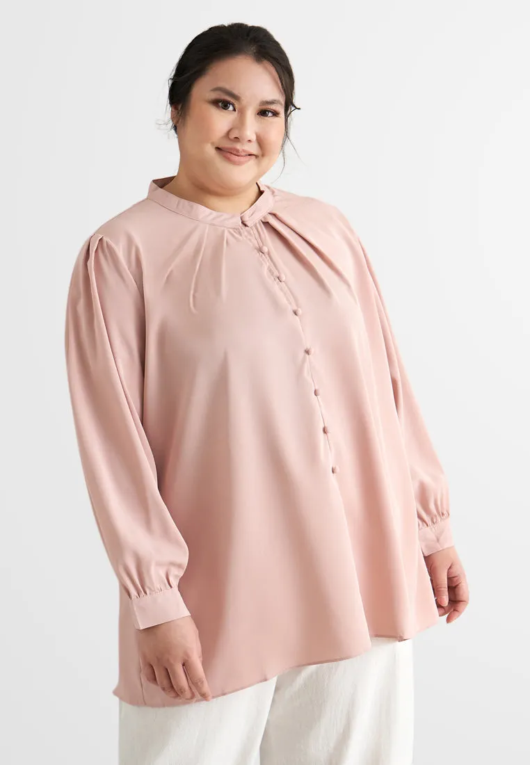 Elvina Elegant High Neck Button Blouse