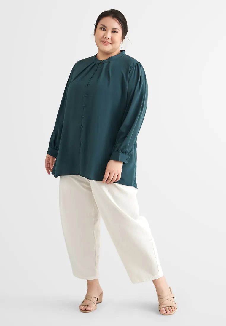 Elvina Elegant High Neck Button Blouse