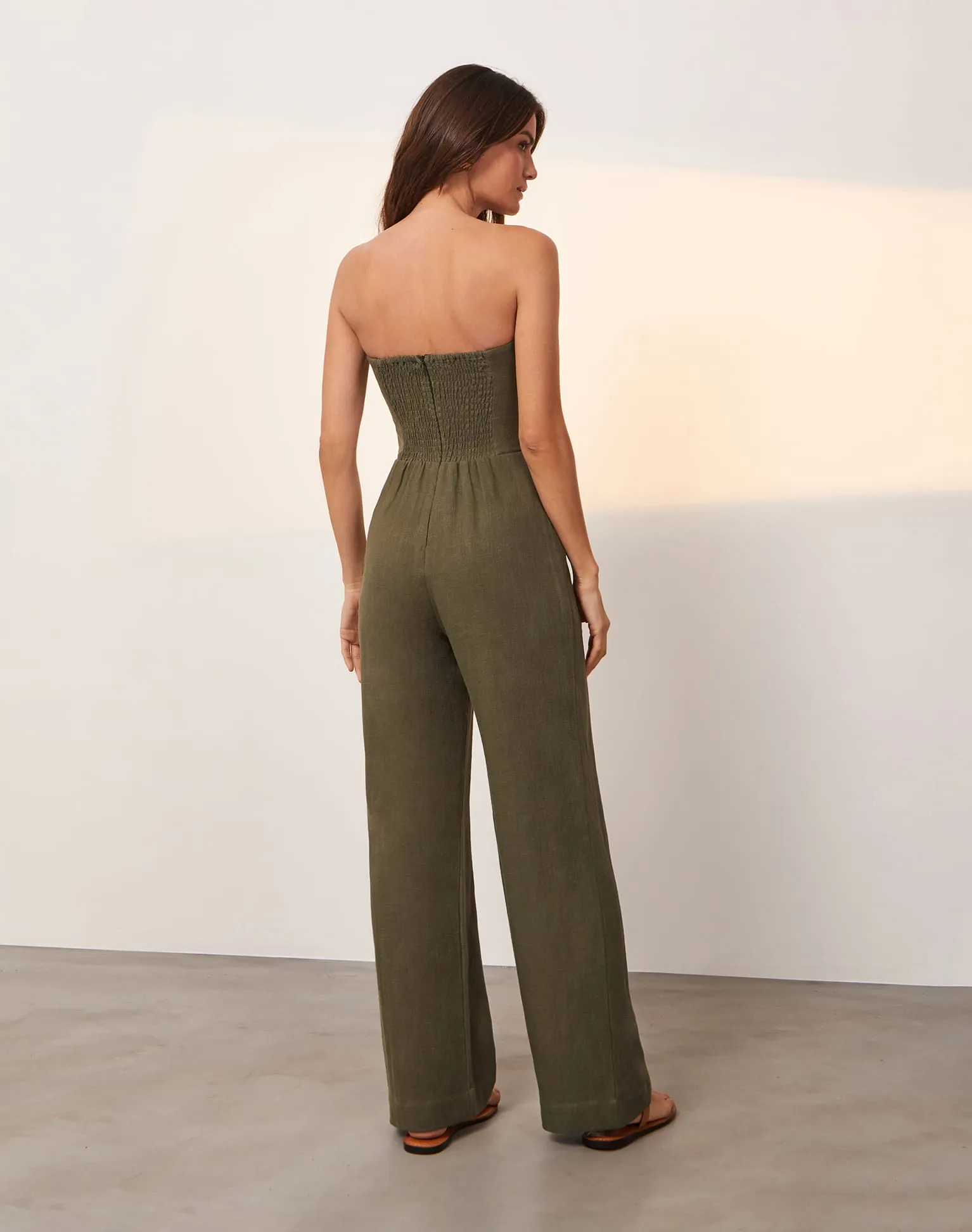 Emilia Strapless Jumpsuit - Evergreen