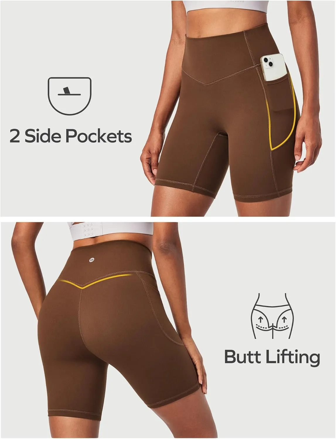 Ewedoos Compression Shorts for Women Spandex Biker Shorts Women Tummy Control with Pockets 6" No Front Seam Yoga Gym Workout