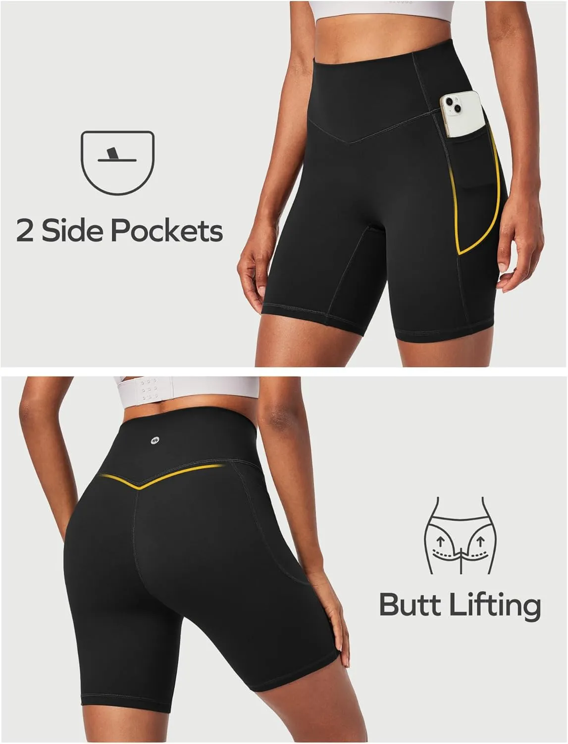 Ewedoos Compression Shorts for Women Spandex Biker Shorts Women Tummy Control with Pockets 6" No Front Seam Yoga Gym Workout