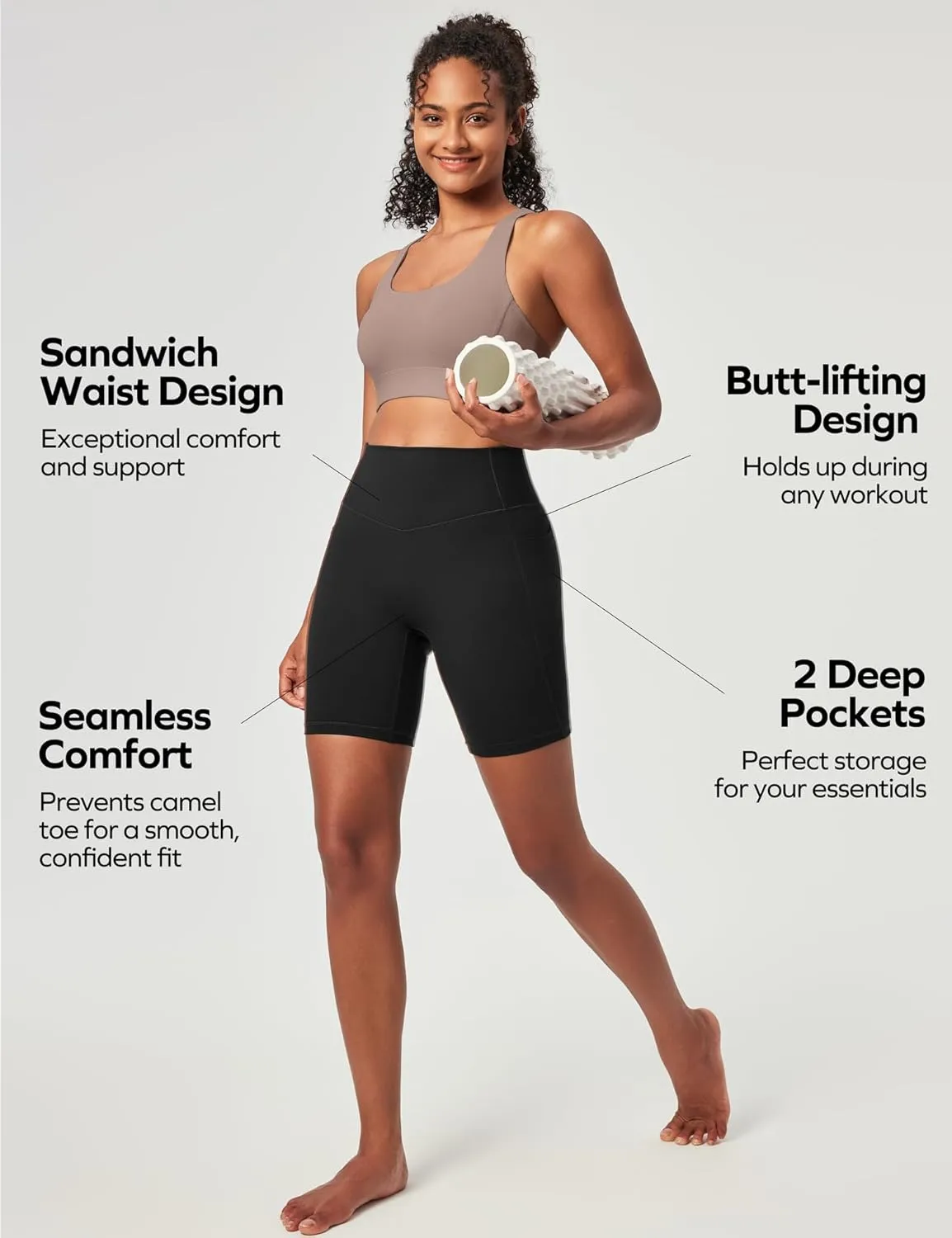 Ewedoos Compression Shorts for Women Spandex Biker Shorts Women Tummy Control with Pockets 6" No Front Seam Yoga Gym Workout