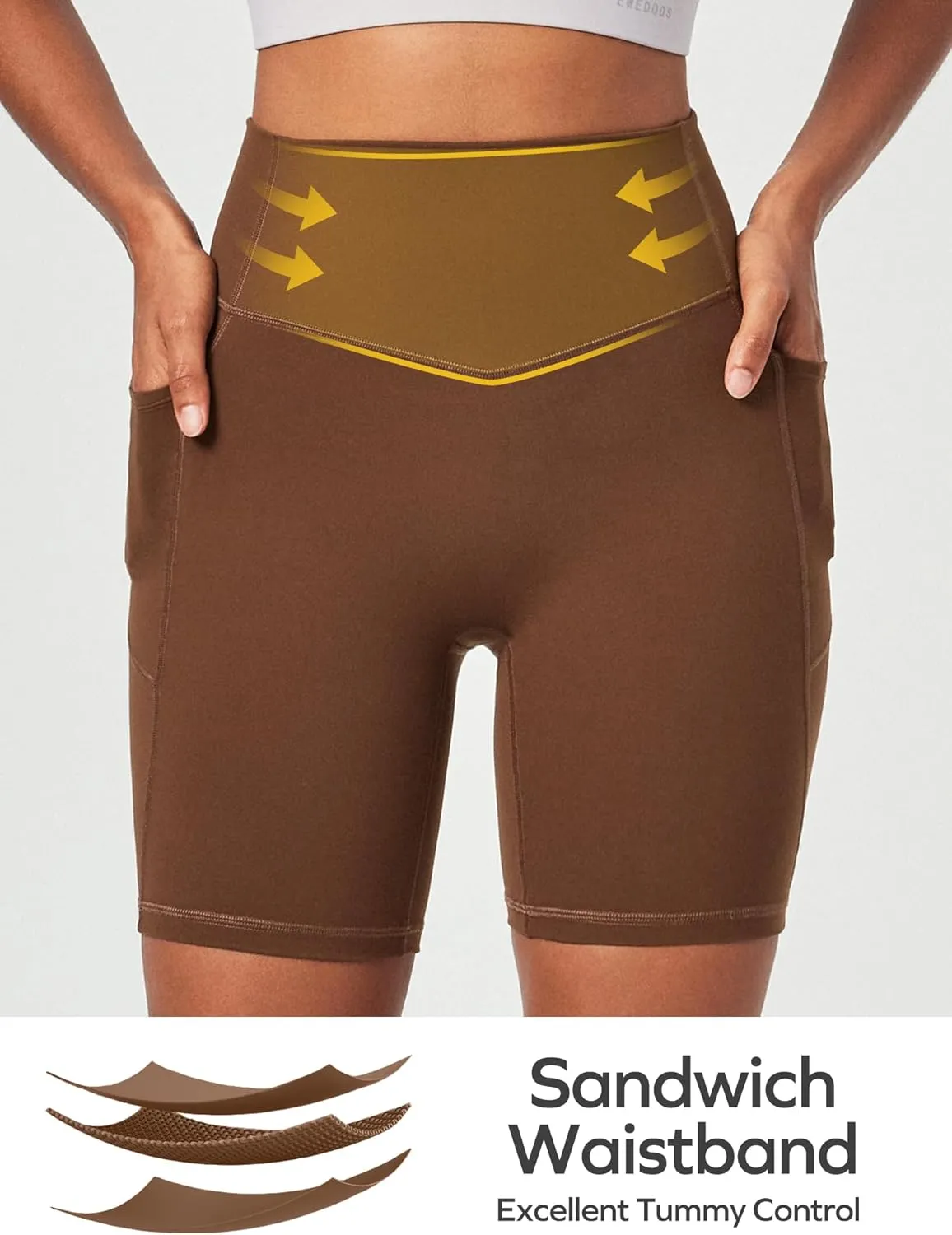 Ewedoos Compression Shorts for Women Spandex Biker Shorts Women Tummy Control with Pockets 6" No Front Seam Yoga Gym Workout