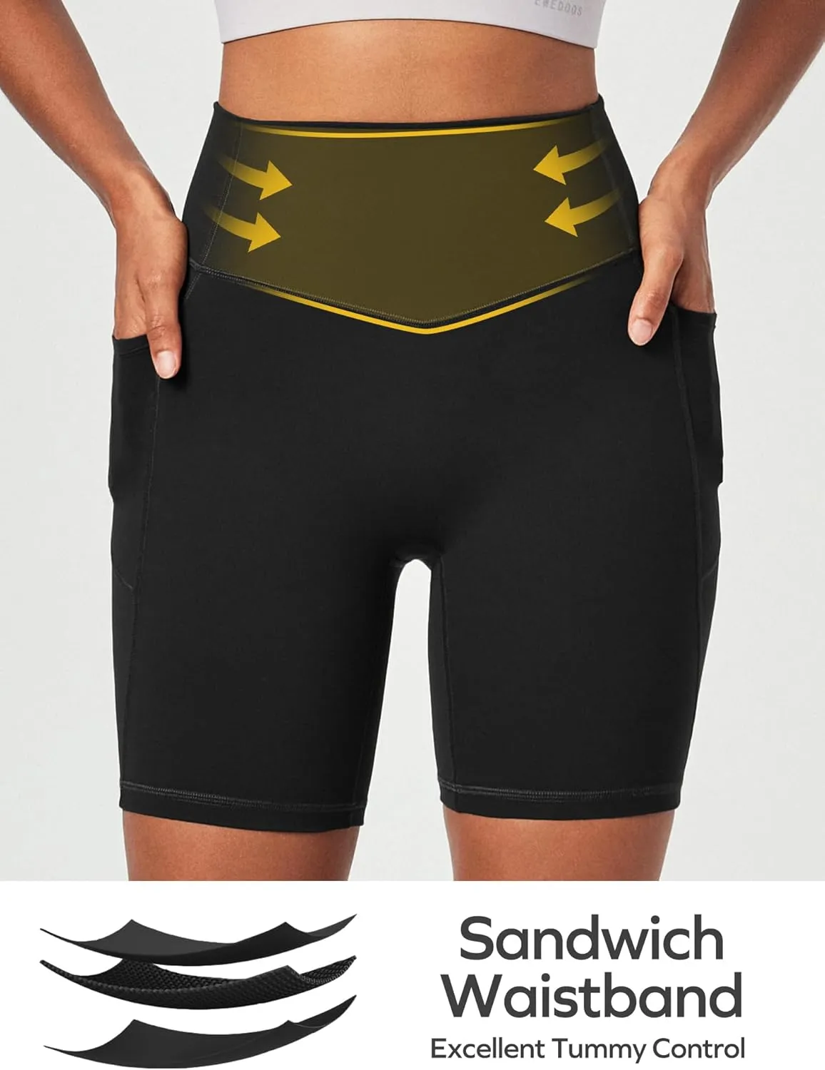 Ewedoos Compression Shorts for Women Spandex Biker Shorts Women Tummy Control with Pockets 6" No Front Seam Yoga Gym Workout