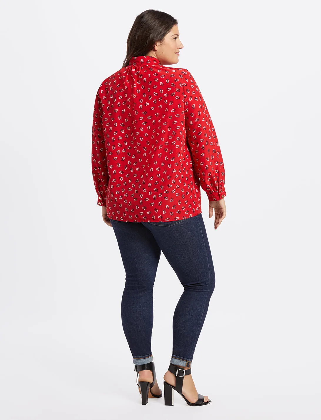Floral Tie Neck Blouse