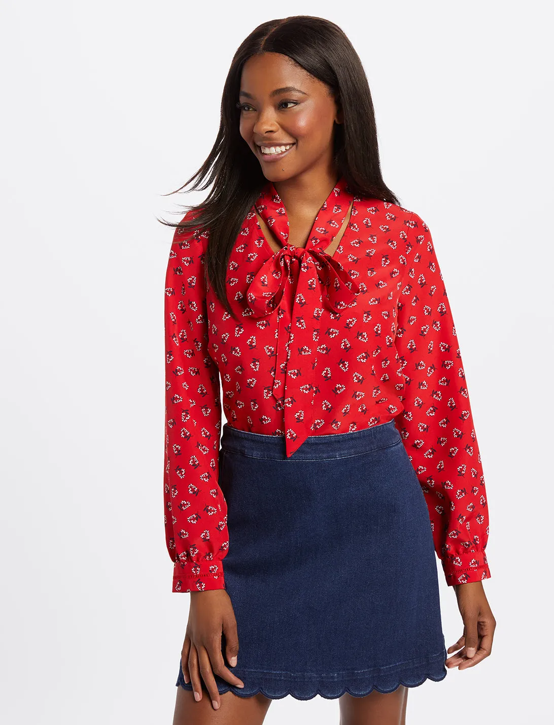 Floral Tie Neck Blouse
