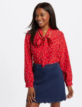 Floral Tie Neck Blouse
