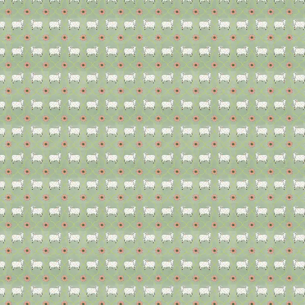Gauri Design Wallpaper Roll in Green Color
