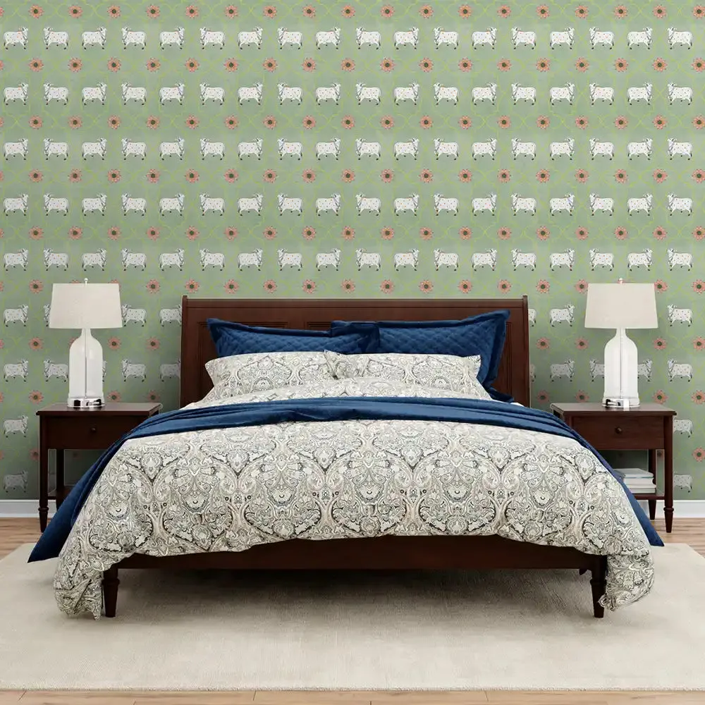 Gauri Design Wallpaper Roll in Green Color