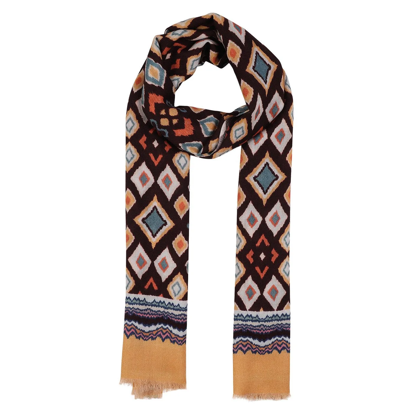Geo Ikat Printed Woolen Stole