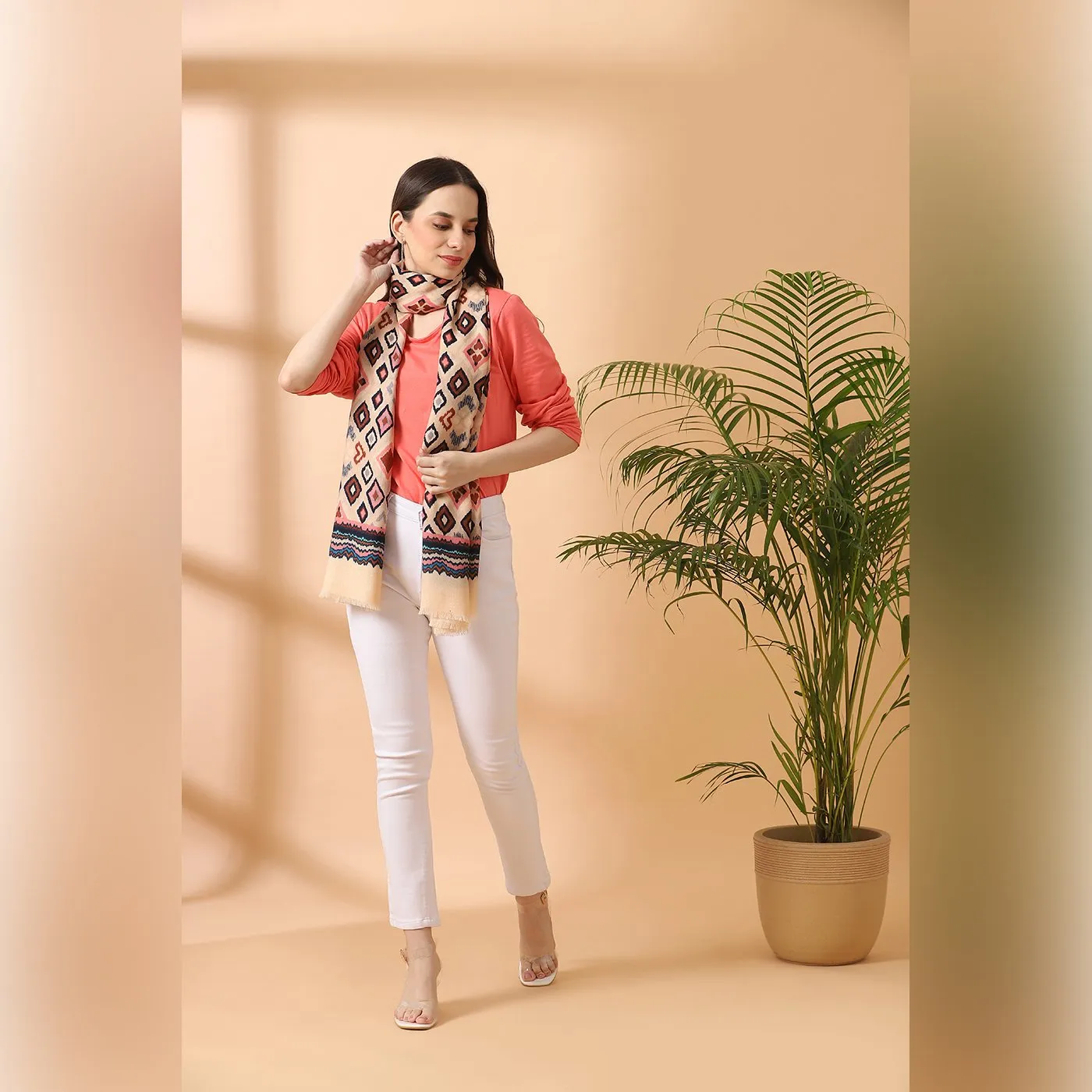 Geo Ikat Printed Woolen Stole