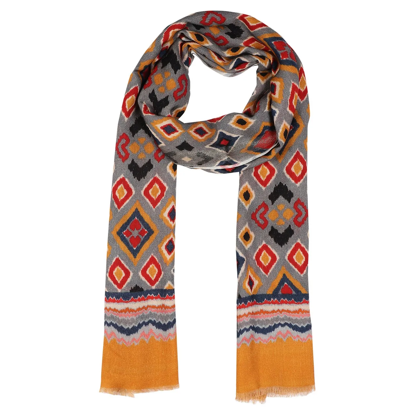 Geo Ikat Printed Woolen Stole