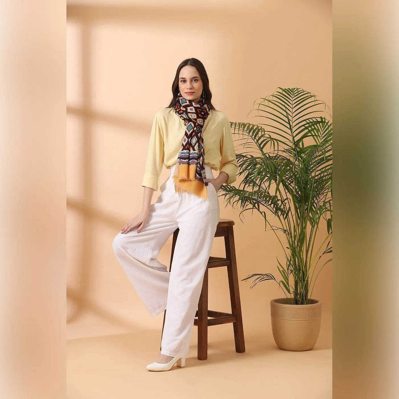 Geo Ikat Printed Woolen Stole