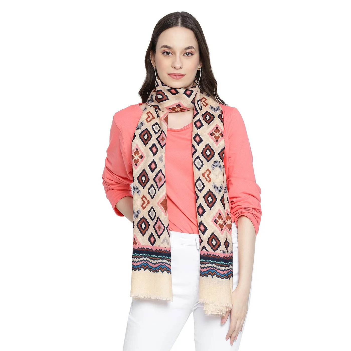 Geo Ikat Printed Woolen Stole