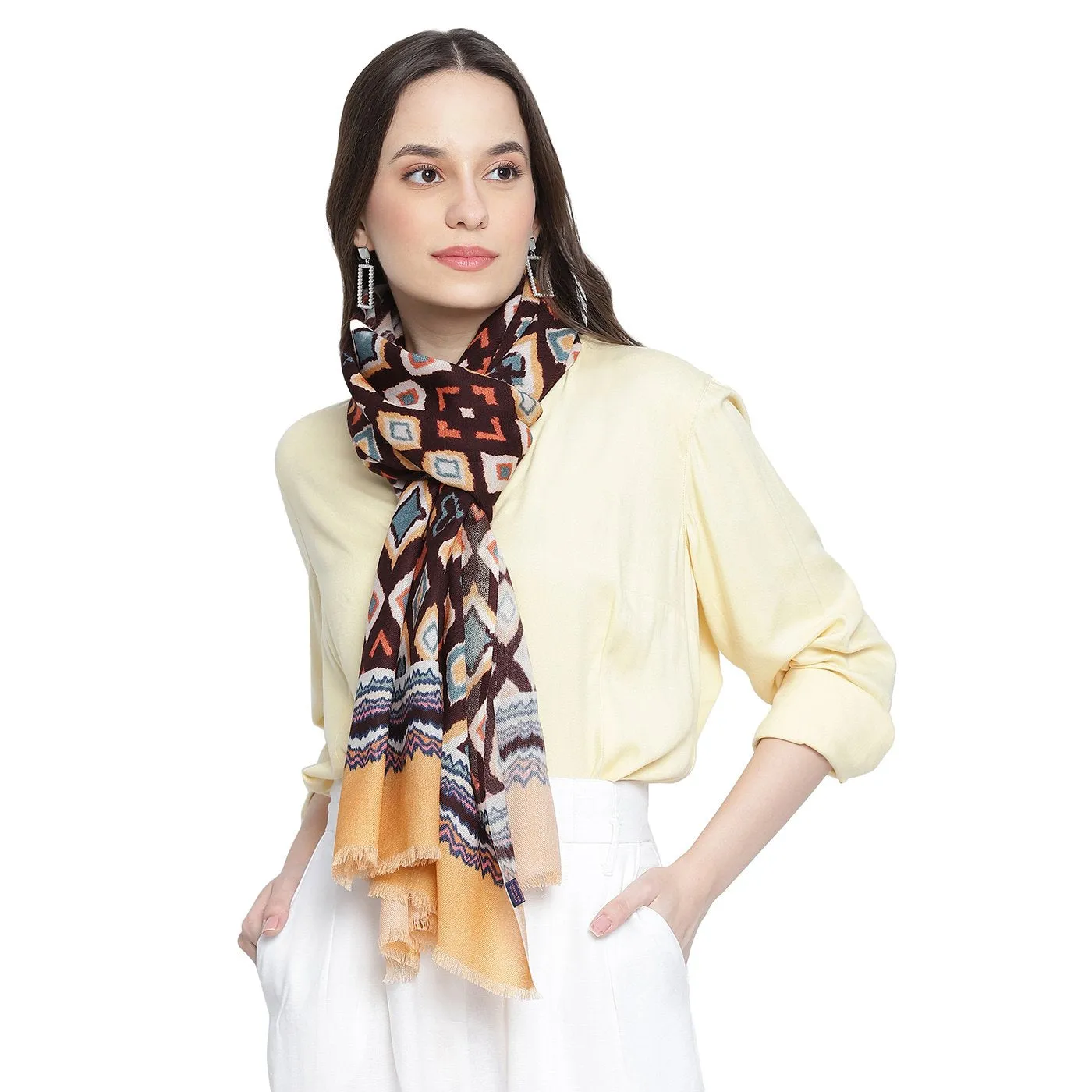 Geo Ikat Printed Woolen Stole