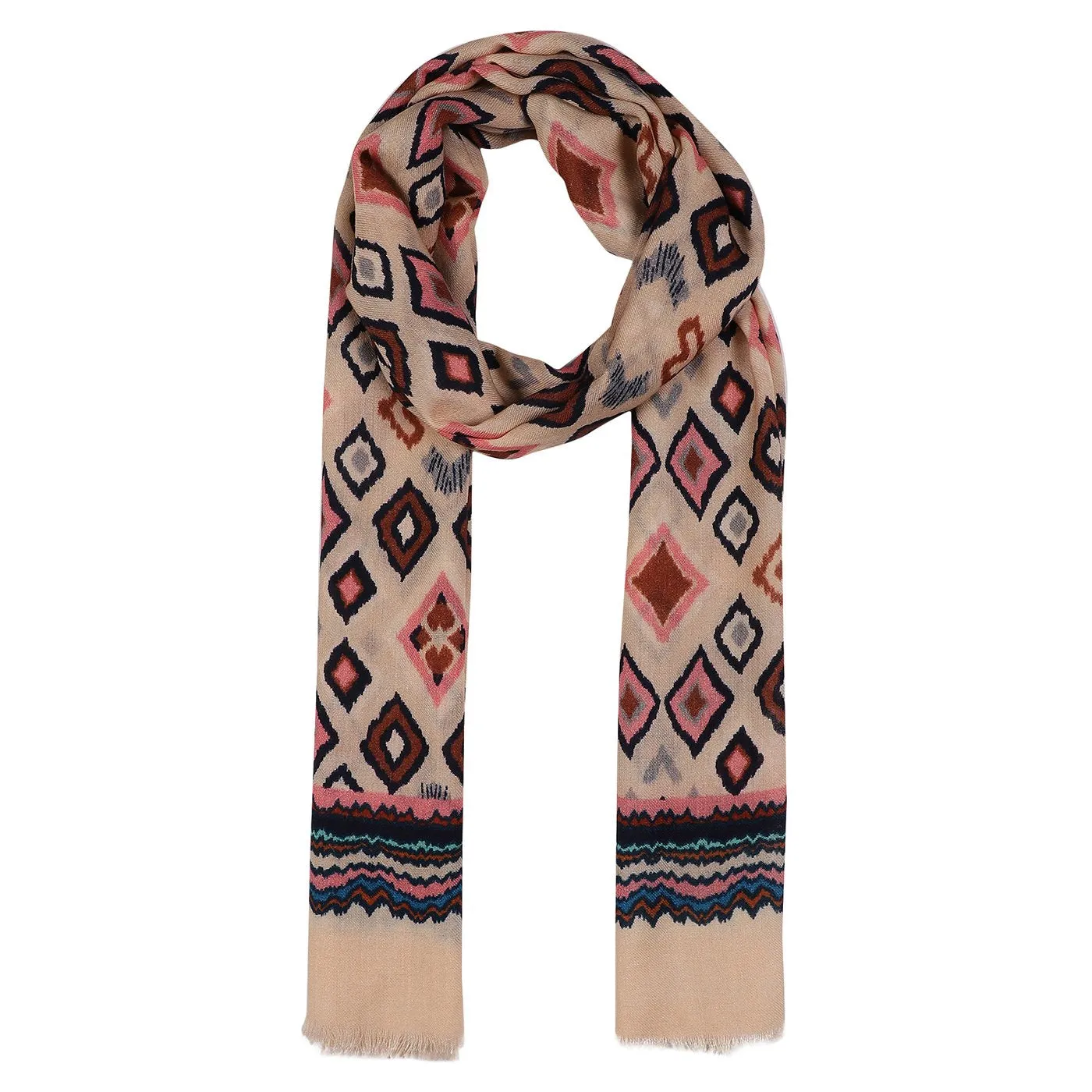 Geo Ikat Printed Woolen Stole