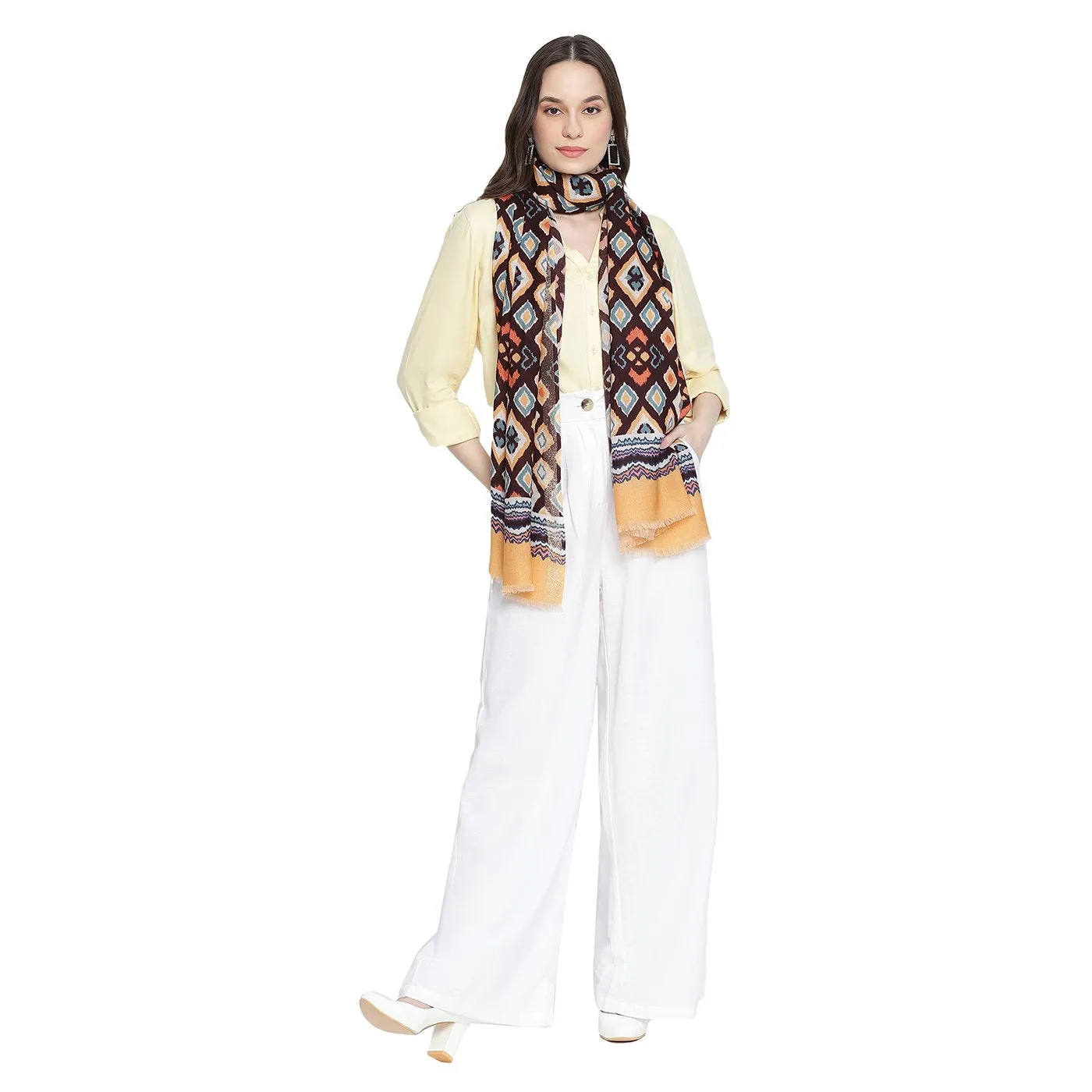 Geo Ikat Printed Woolen Stole