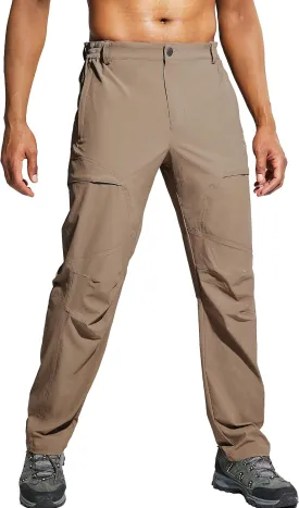 Haimont Men's Hiking Pants with 6 Zip Pockets Nylon Quick Dry Lightweight Outdoor Travel Cargo Pants, Water Resistant