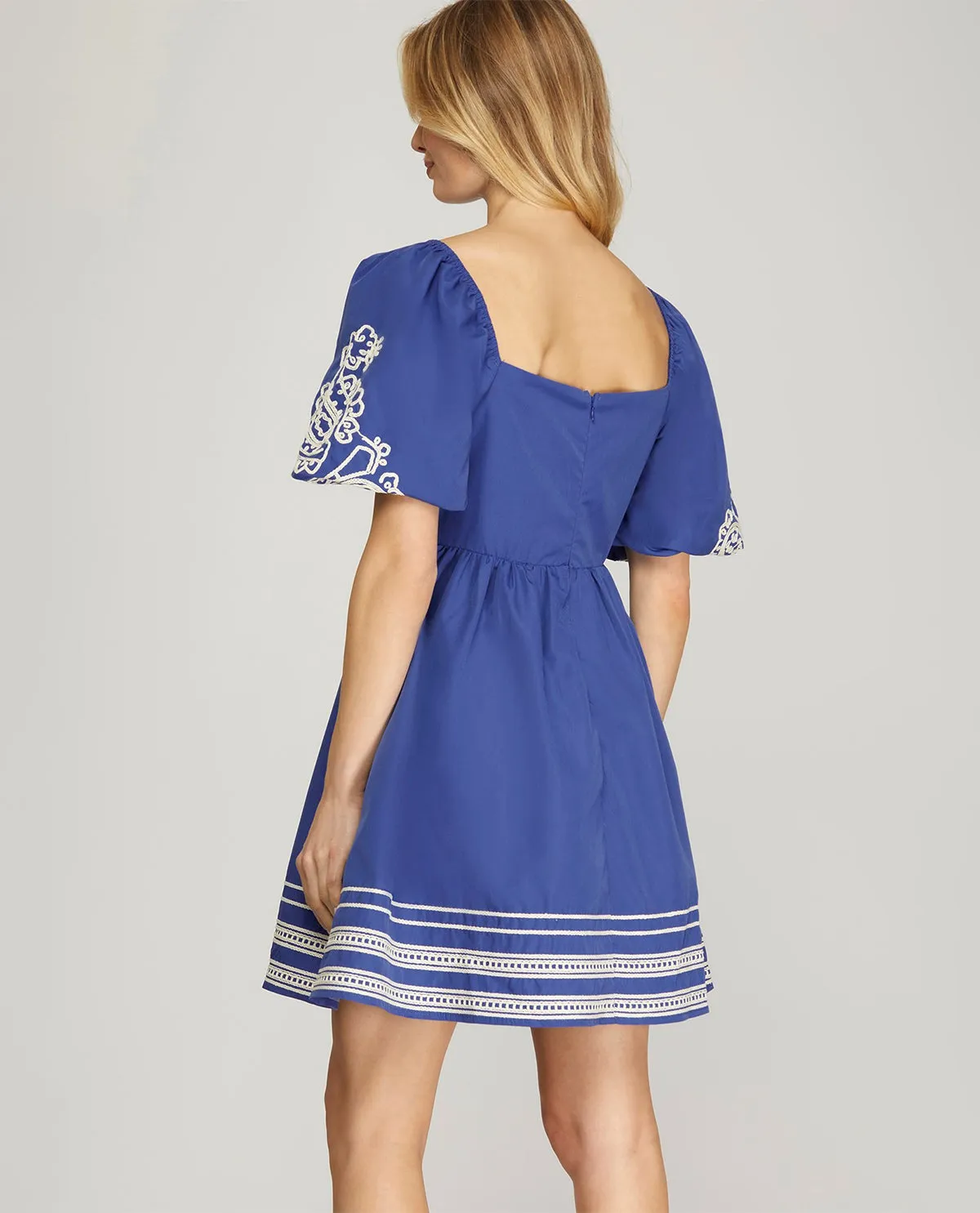 Heavy Embroidery Mini Dress