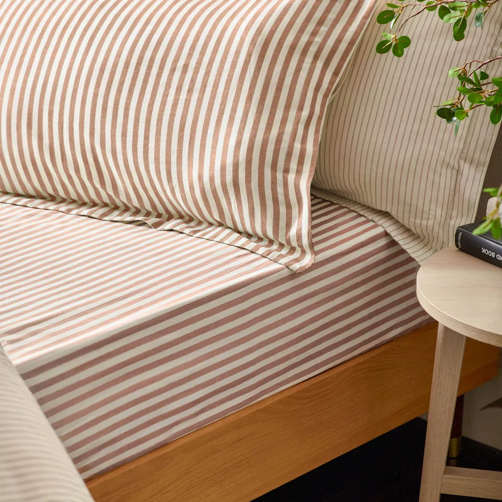 Hebden Striped Fitted Sheet Pecan