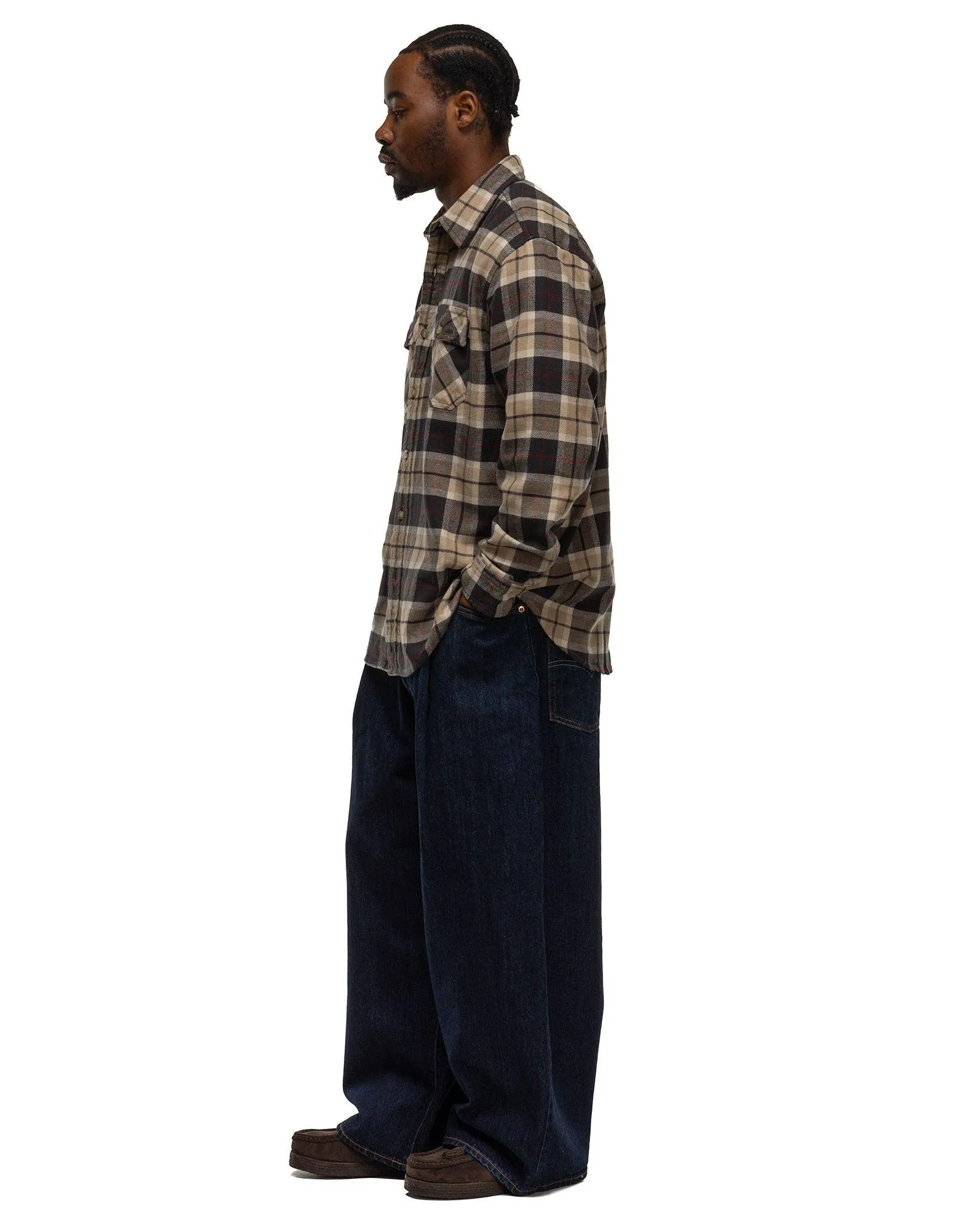 Japanese Denim Wide Leg Pleat Jeans Meadow