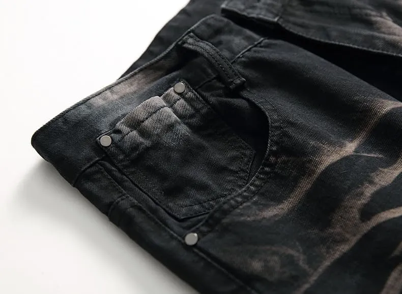 JE&NS Men's Ripped Jeans, Slim Fit Straight Leg, Denim Jeans Pants for Men